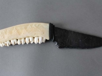 Deer Jaw Knife with Buck Carving